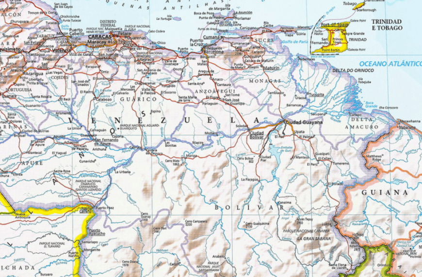 Mapa Wenezueli, Ekwaduro i Gujany