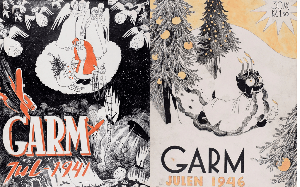 okładki gazety "Garma" autorstwa Tove Jansson z 1944 i 1946 roku