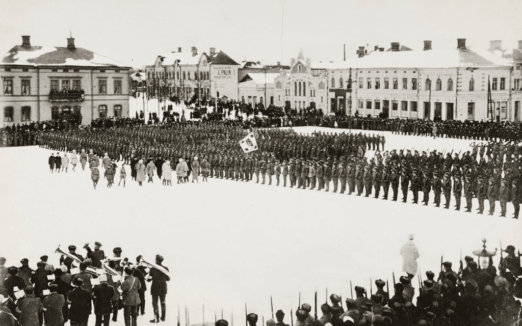 Oddziały "Białych" w czasie fińskiej wojny domowej, miasto Vaasa luty 1918