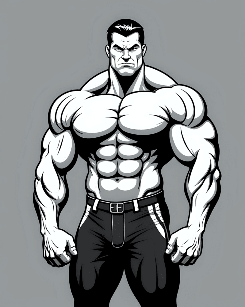 ai generated, man, muscle man, human, male, muscles, strong, body-builder, sport, cartoon, strengthening, fitness