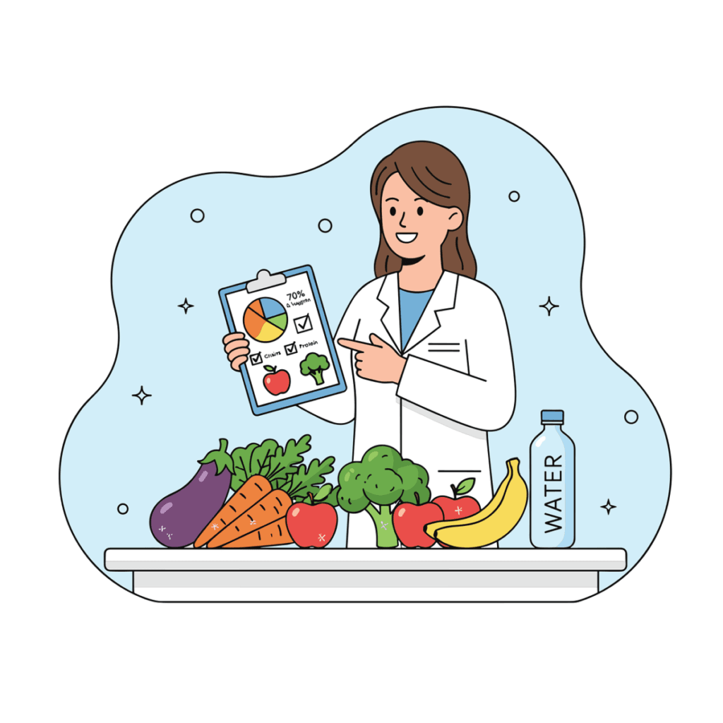 nutritionist consultation, healthy food, diet planning, food selection, balanced diet, fruits and vegetables, medical tablet, health professional, dietary advice, wellness consultation, healthy lifestyle, food nutrition, diet chart, health guidance, nutrition expert, meal planning, ai generated
